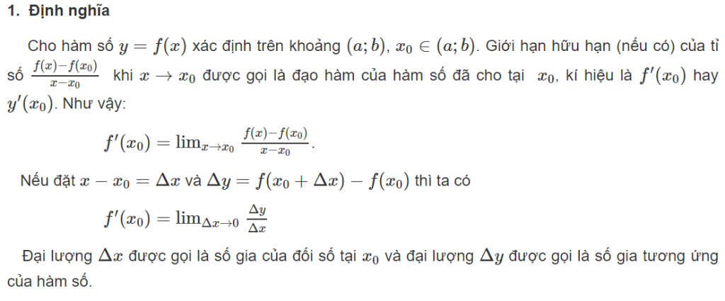 y nghia dao ham