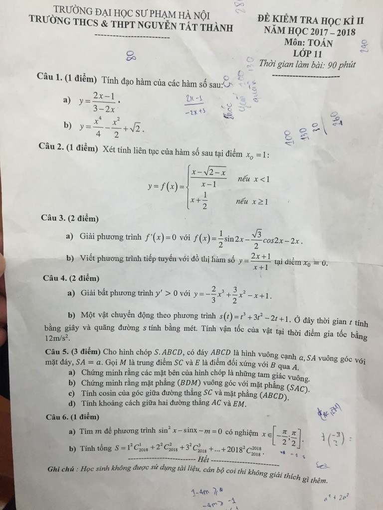 de thi hk2 lop 11 nguyen tat thanh